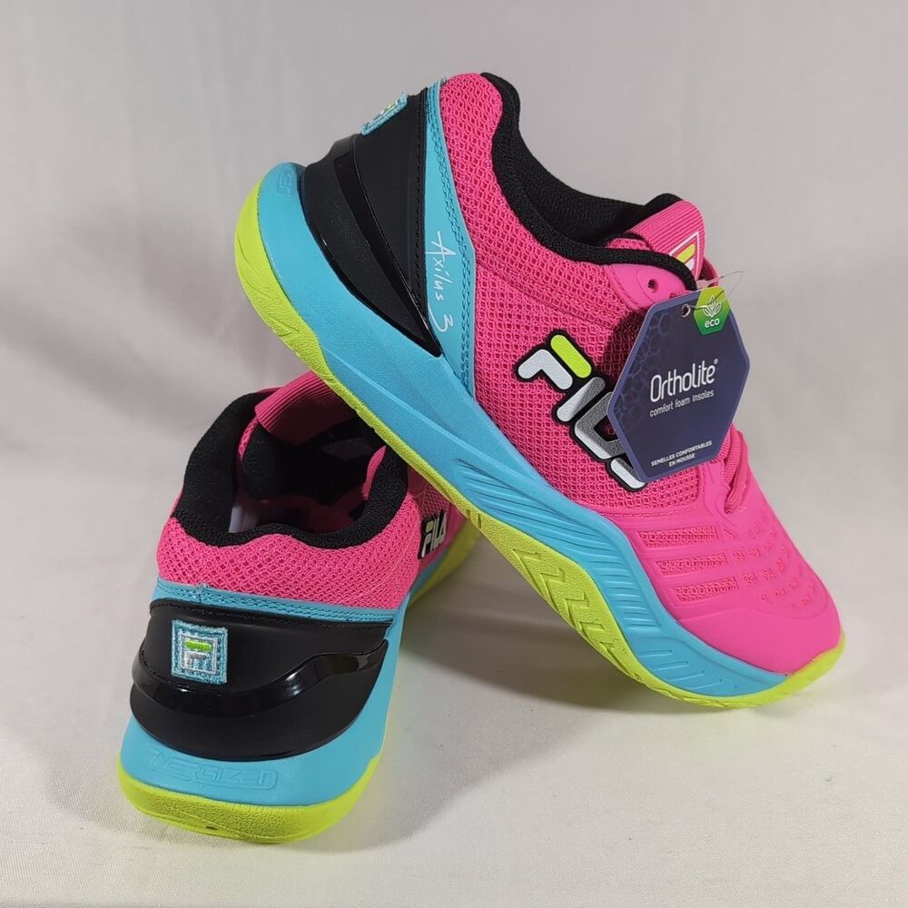 Fila Axilus 3 Women`s Size 5 Mesh Sneaker (5TM01993-693) Pink /Bluefish/ Yellow - Picture 7 of 8